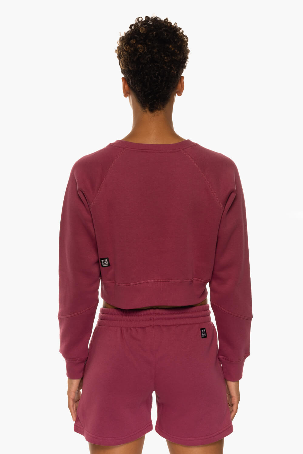 Brynn Cropped Fleece Crewneck - Plum