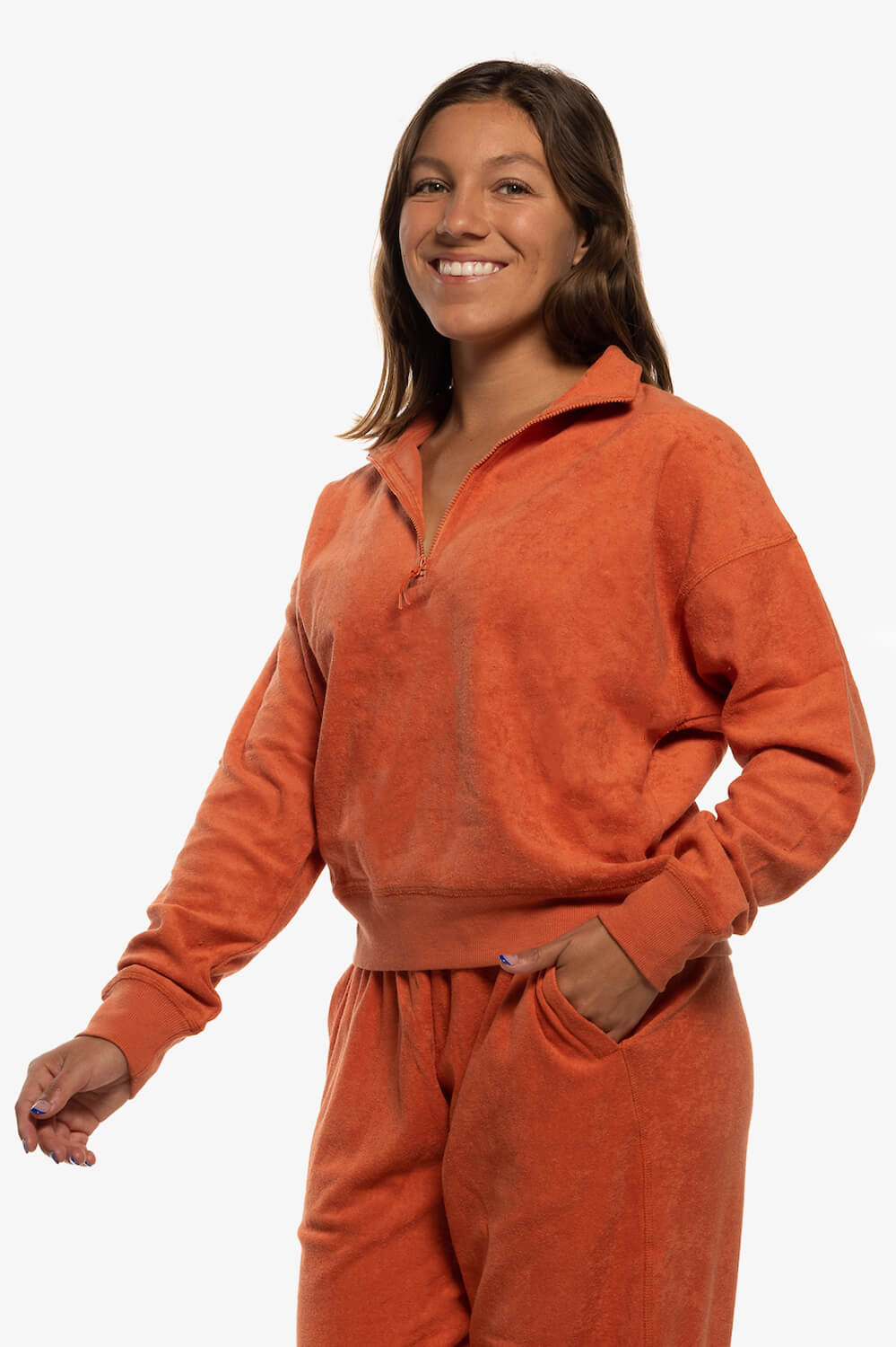 Callie Terry Cloth 1/4 Zip Pullover Sweatshirt - Riad