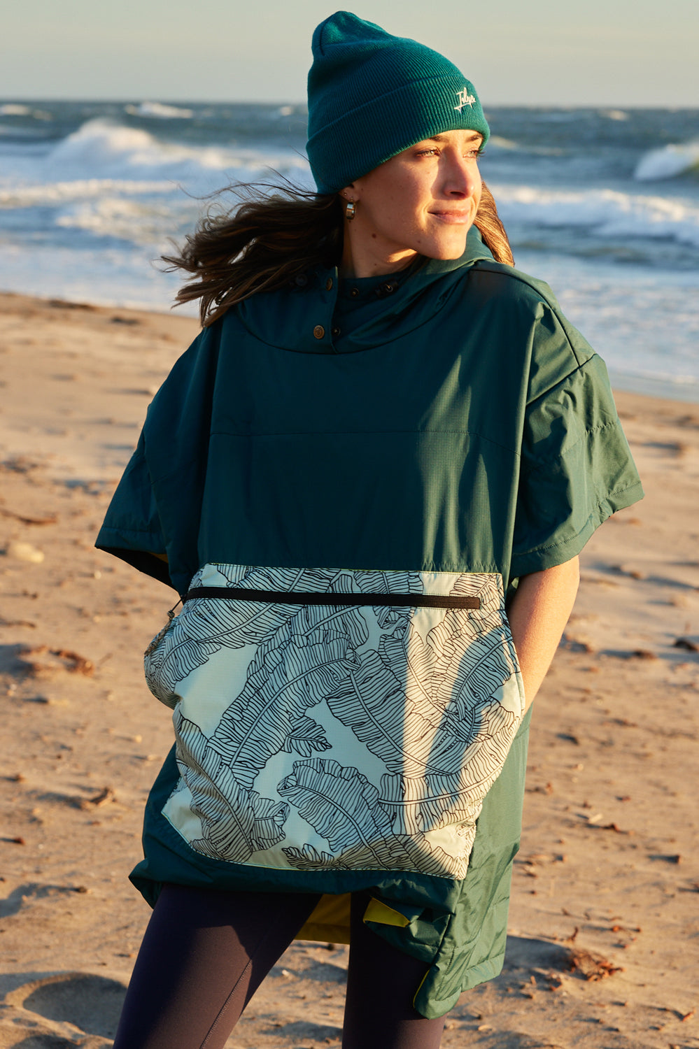  Voited Poncho - Deep Teal