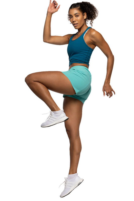  Janie High Waisted Run Short -Turquoise