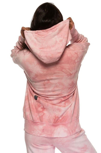  Dawn Fleece Hoodie Sweatshirt - Pink Tie Dye