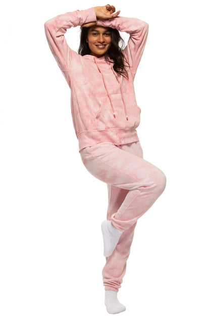  Dawn Fleece Hoodie Sweatshirt - Pink Tie Dye