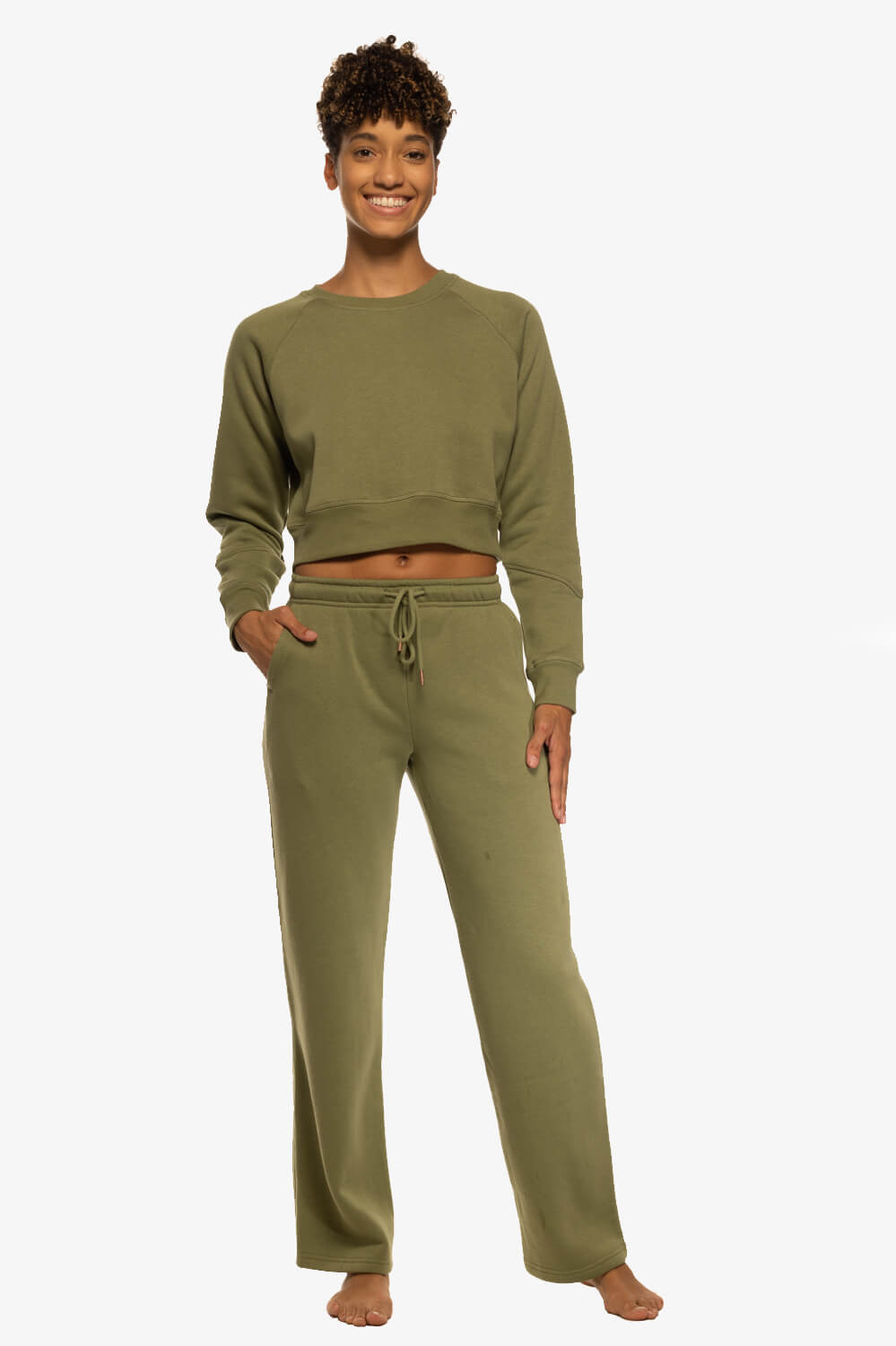  Cora Fleece Straight Leg Sweatpants - Moss