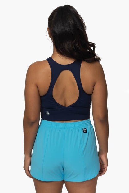  Janie High Waisted Run Short - Cyan Blue