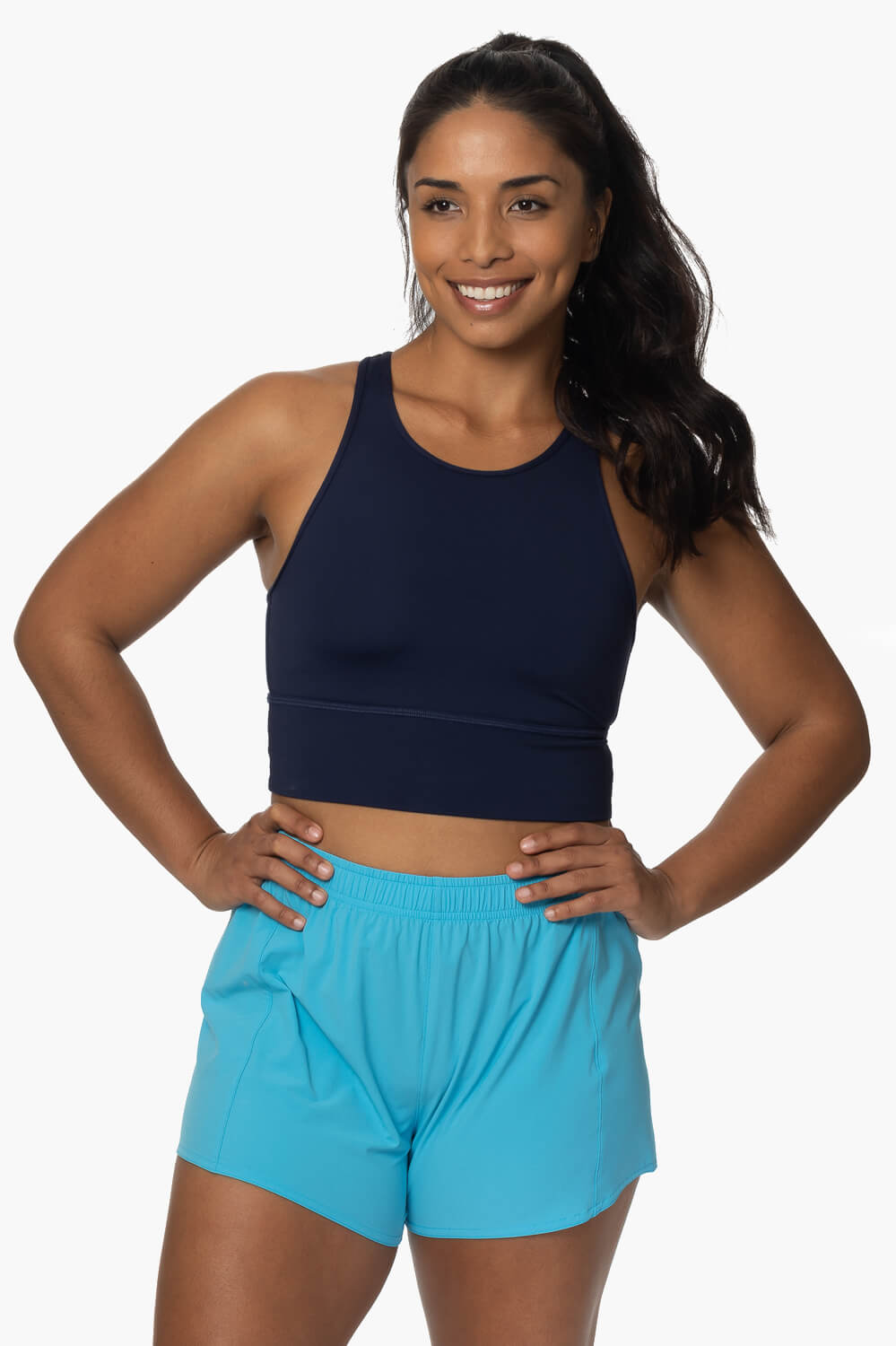  Janie High Waisted Run Short - Cyan Blue