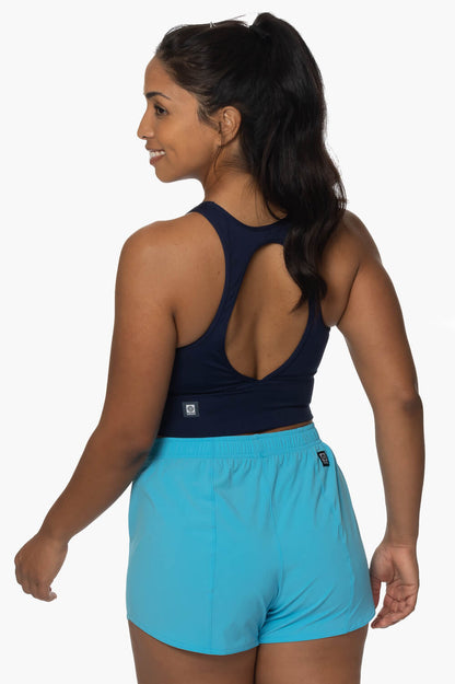 Janie High Waisted Run Short - Cyan Blue