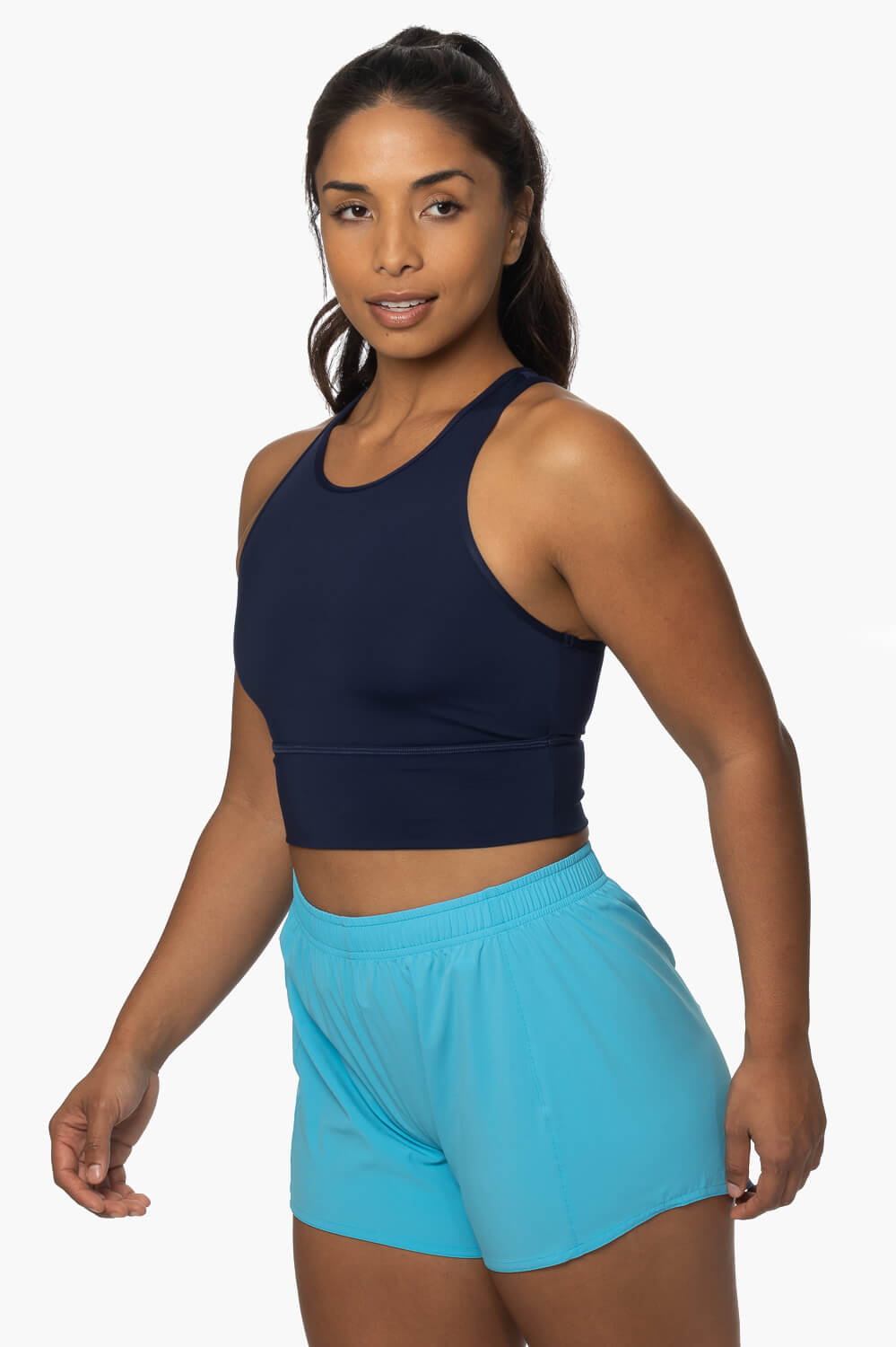  Janie High Waisted Run Short - Cyan Blue
