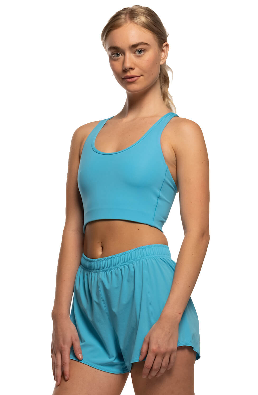  Janie High Waisted Run Short - Cyan Blue