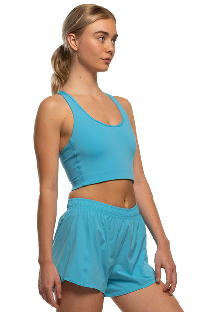  Janie High Waisted Run Short - Cyan Blue