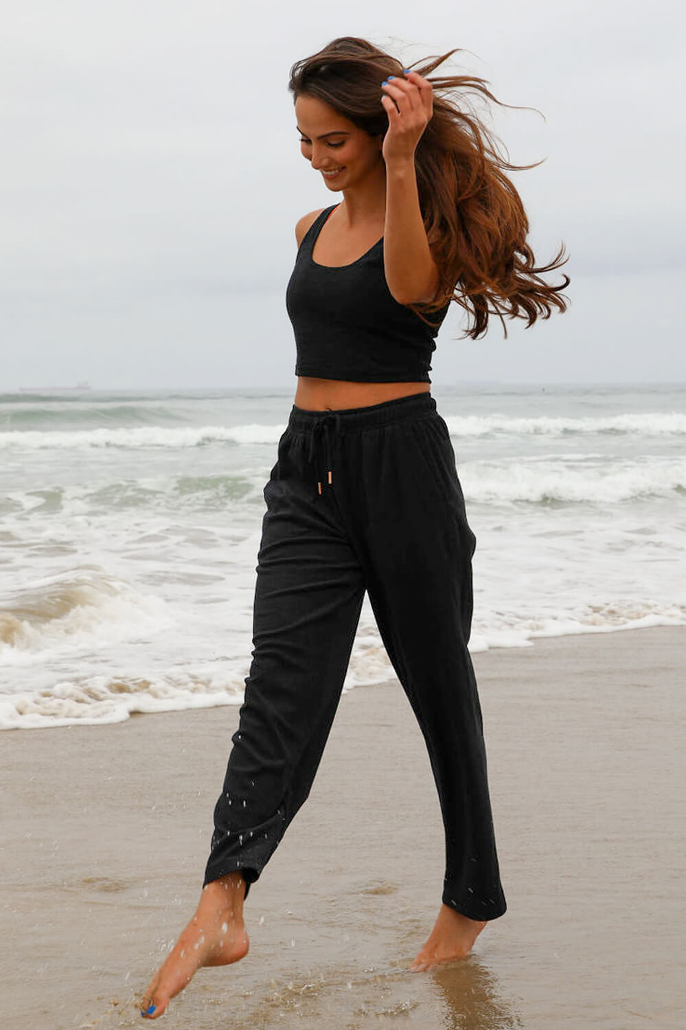  Kayla Straight Leg Terry Sweatpant - Black