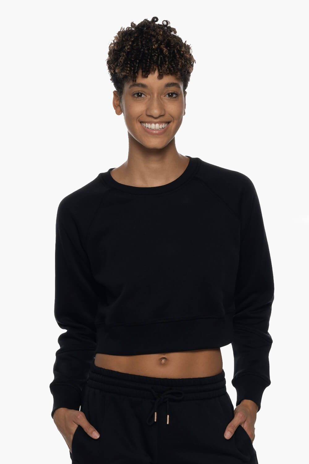  Brynn Cropped Fleece Crewneck - Black