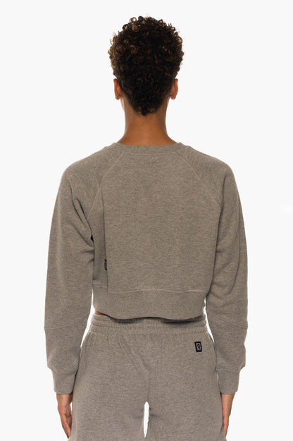  Brynn Cropped Fleece Crewneck - Heather Grey