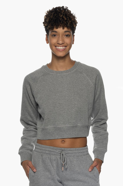  Brynn Cropped Fleece Crewneck - Heather Grey