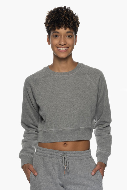  Brynn Cropped Fleece Crewneck - Heather Grey
