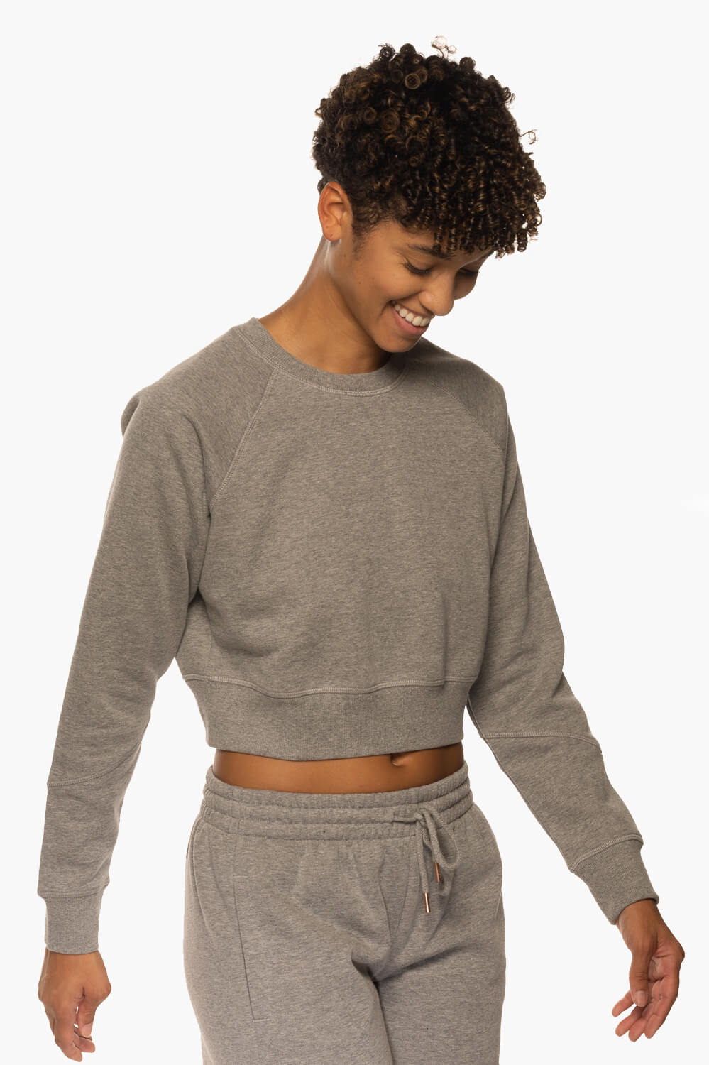  Brynn Cropped Fleece Crewneck - Heather Grey