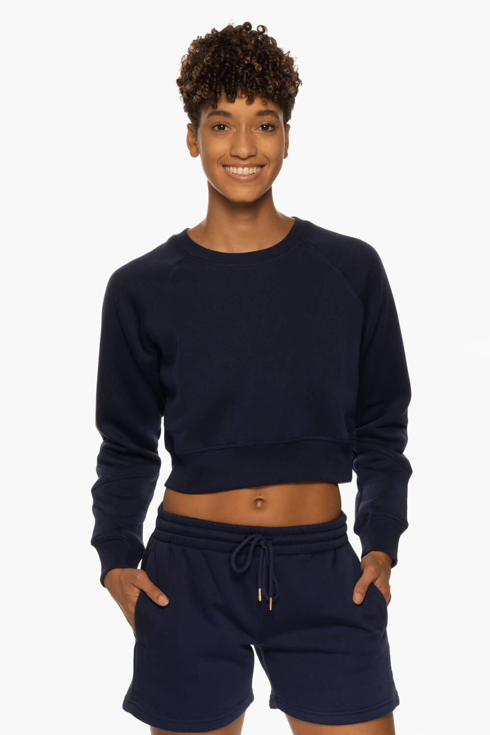  Brynn Cropped Fleece Crewneck - Shadow