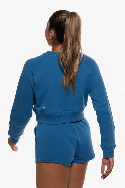  Brynn Cropped Fleece Crewneck - Azul