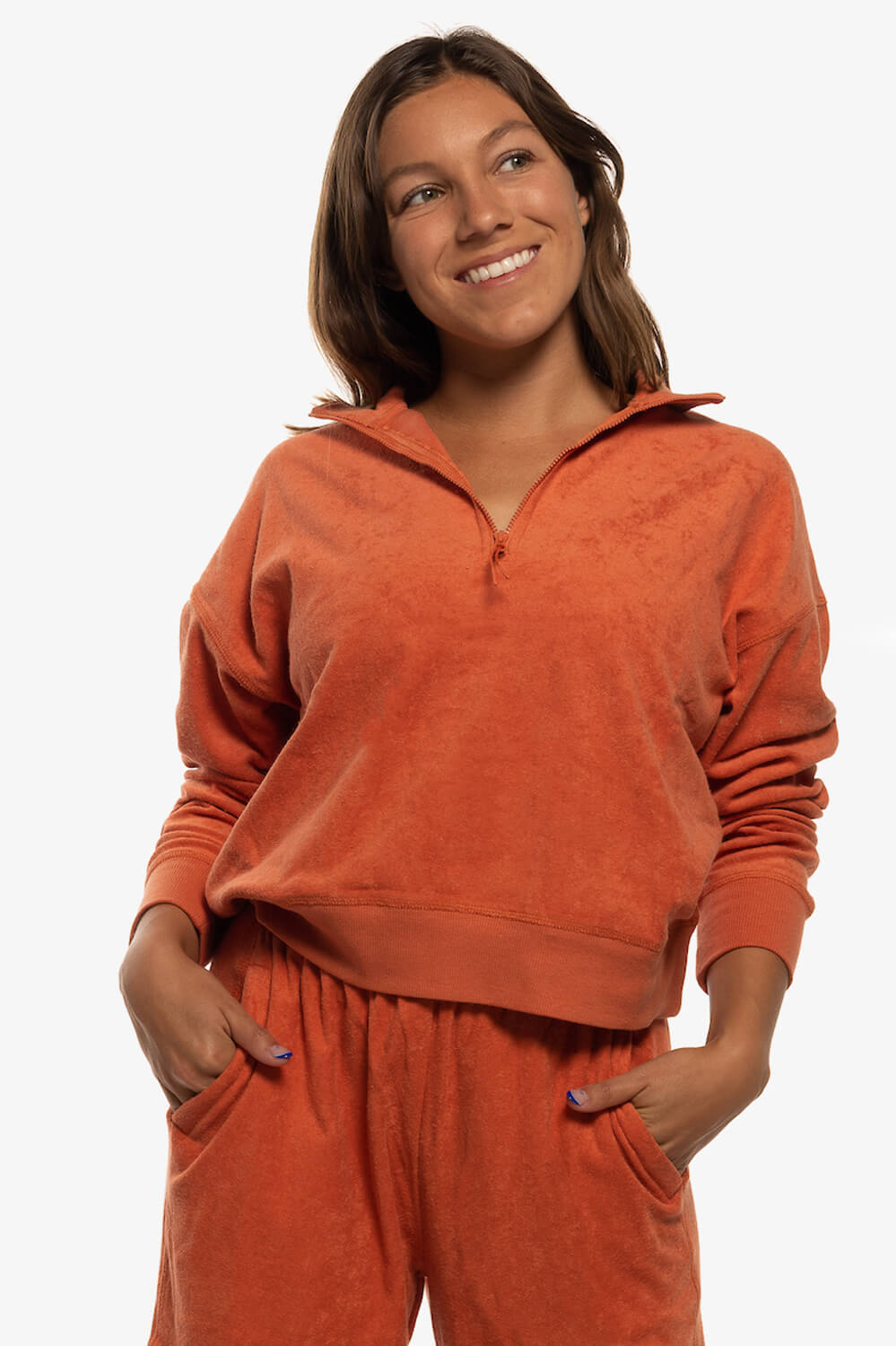  Callie Terry Cloth 1/4 Zip Pullover Sweatshirt - Riad