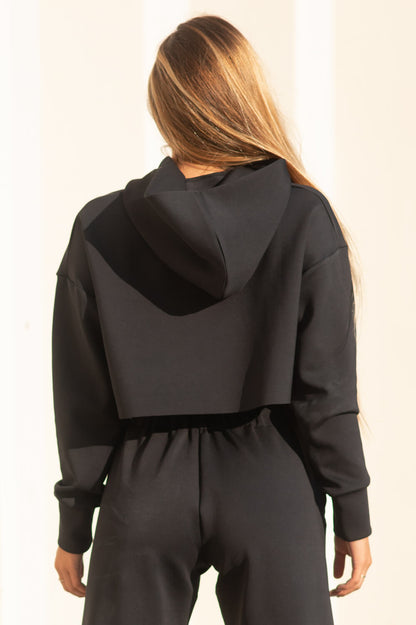  Cardiff Cropped Hoodie - Black