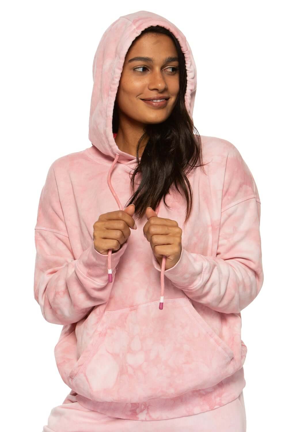  Dawn Fleece Hoodie Sweatshirt - Pink Tie Dye