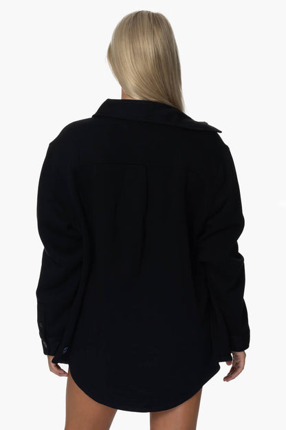  April Fleece Button Up - Black