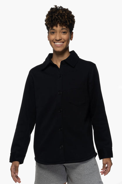  April Fleece Button Up - Black