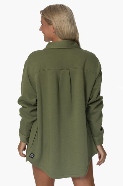  April Fleece Button Up - Moss