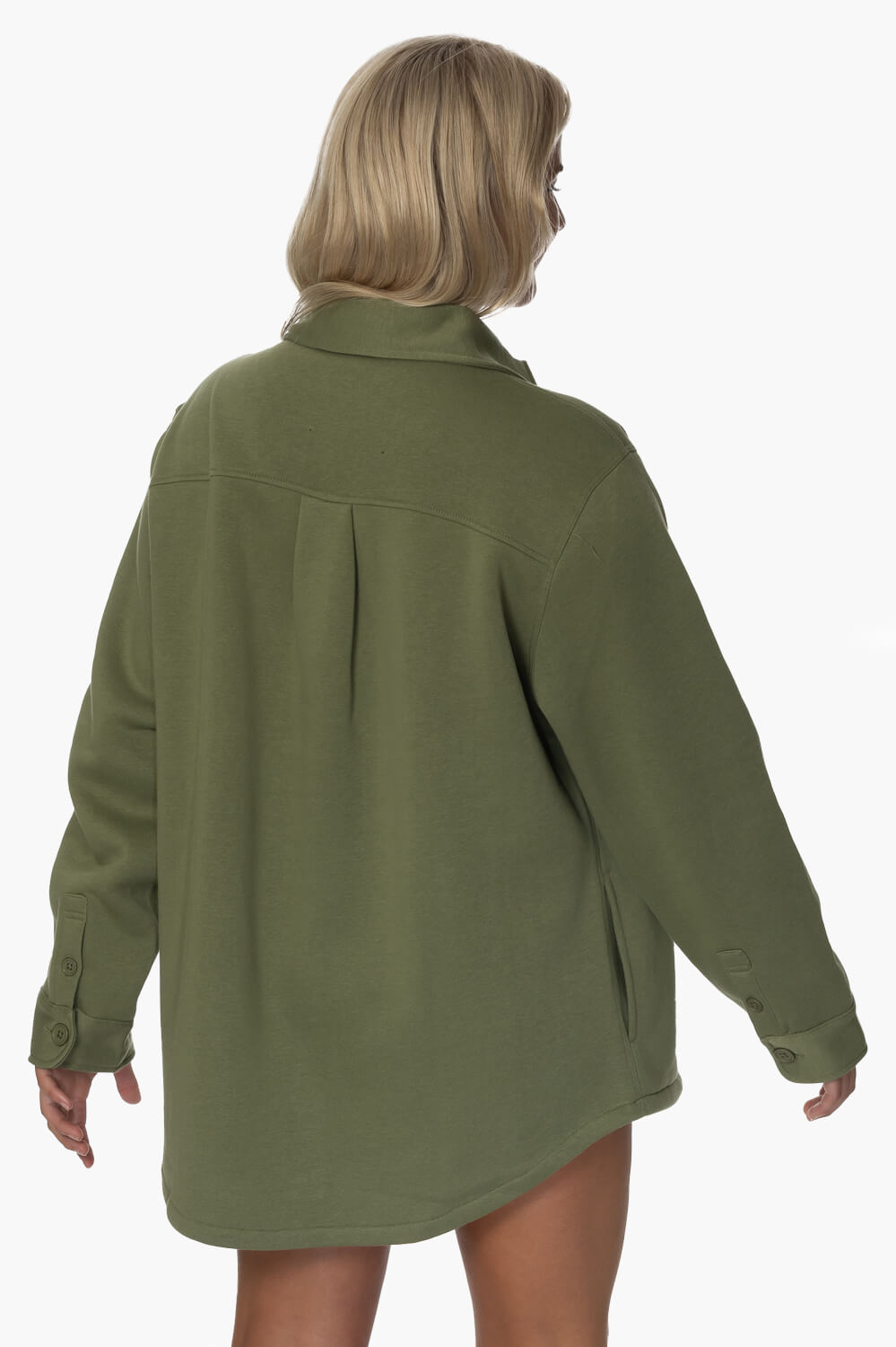  April Fleece Button Up - Moss