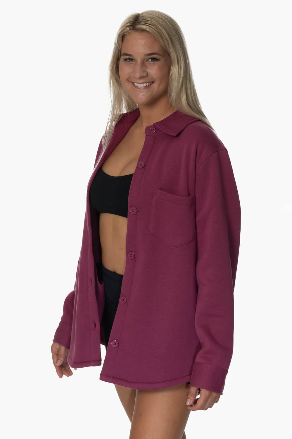  April Fleece Button Up - Plum