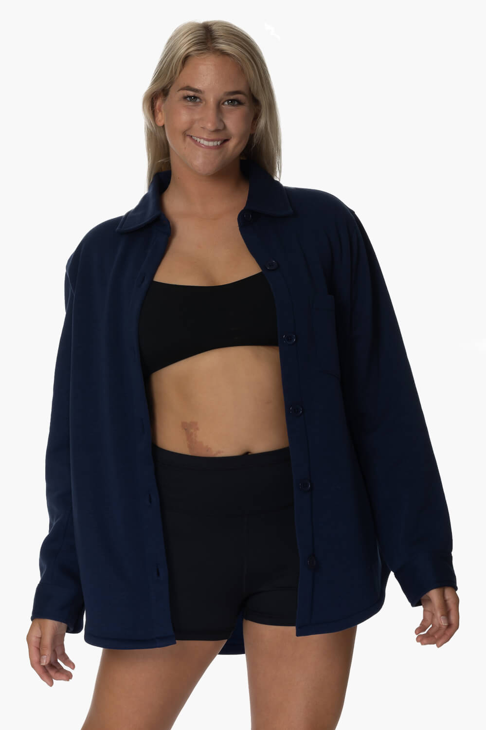 April Fleece Button Up - Shadow