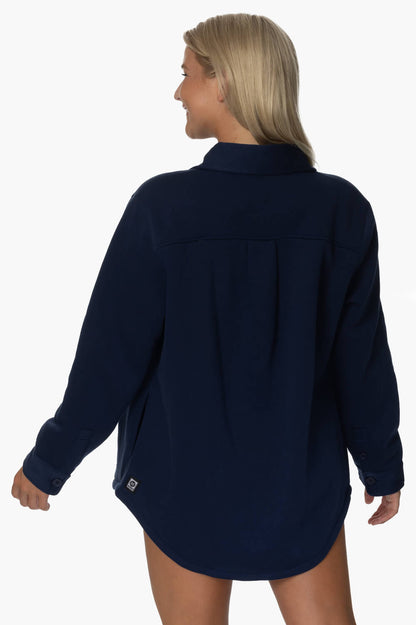  April Fleece Button Up - Shadow