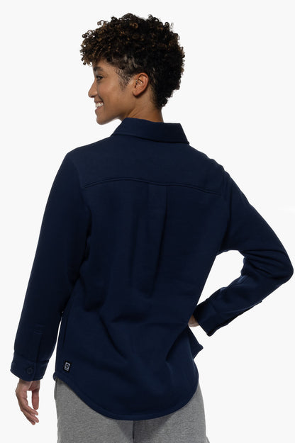  April Fleece Button Up - Shadow