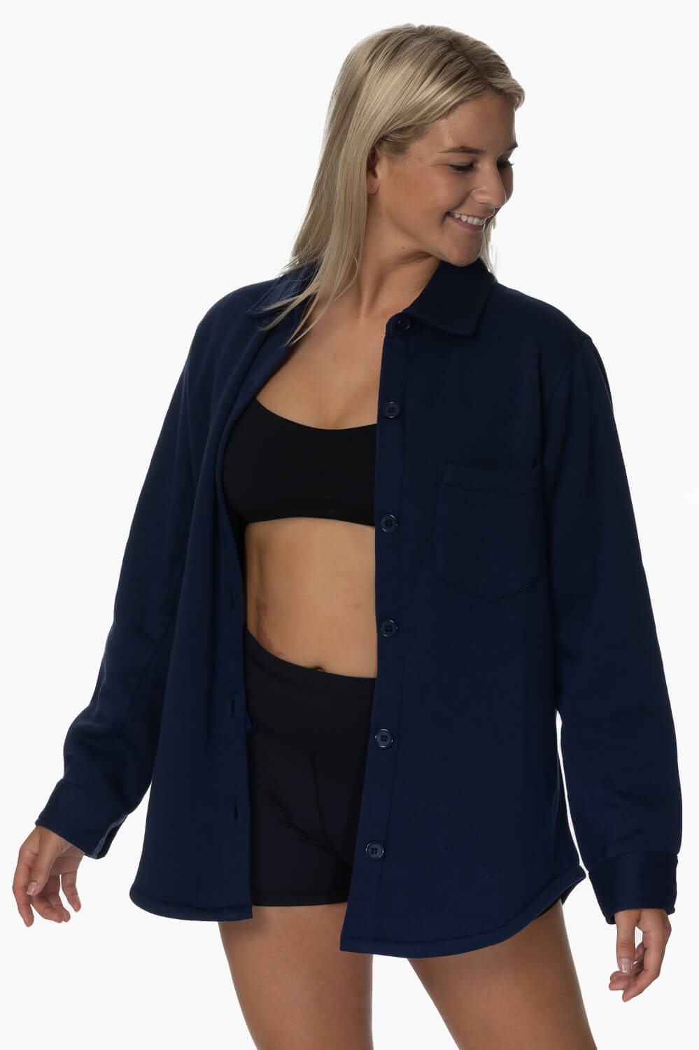  April Fleece Button Up - Shadow