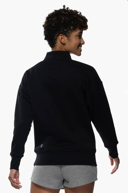  Eliza 1/4 Zip Fleece Pullover Sweatshirt - Black