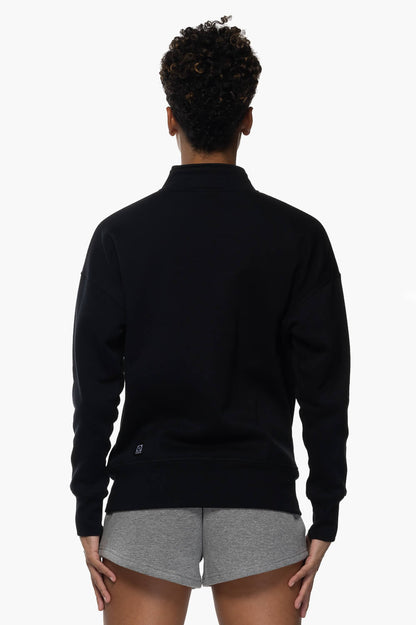  Eliza 1/4 Zip Fleece Pullover Sweatshirt - Black