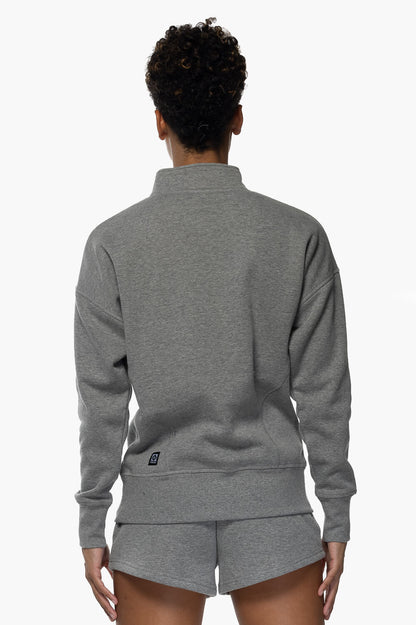  Eliza 1/4 Zip Fleece Pullover Sweatshirt - Heather Grey