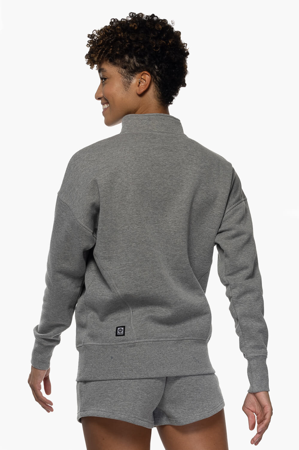  Eliza 1/4 Zip Fleece Pullover Sweatshirt - Heather Grey