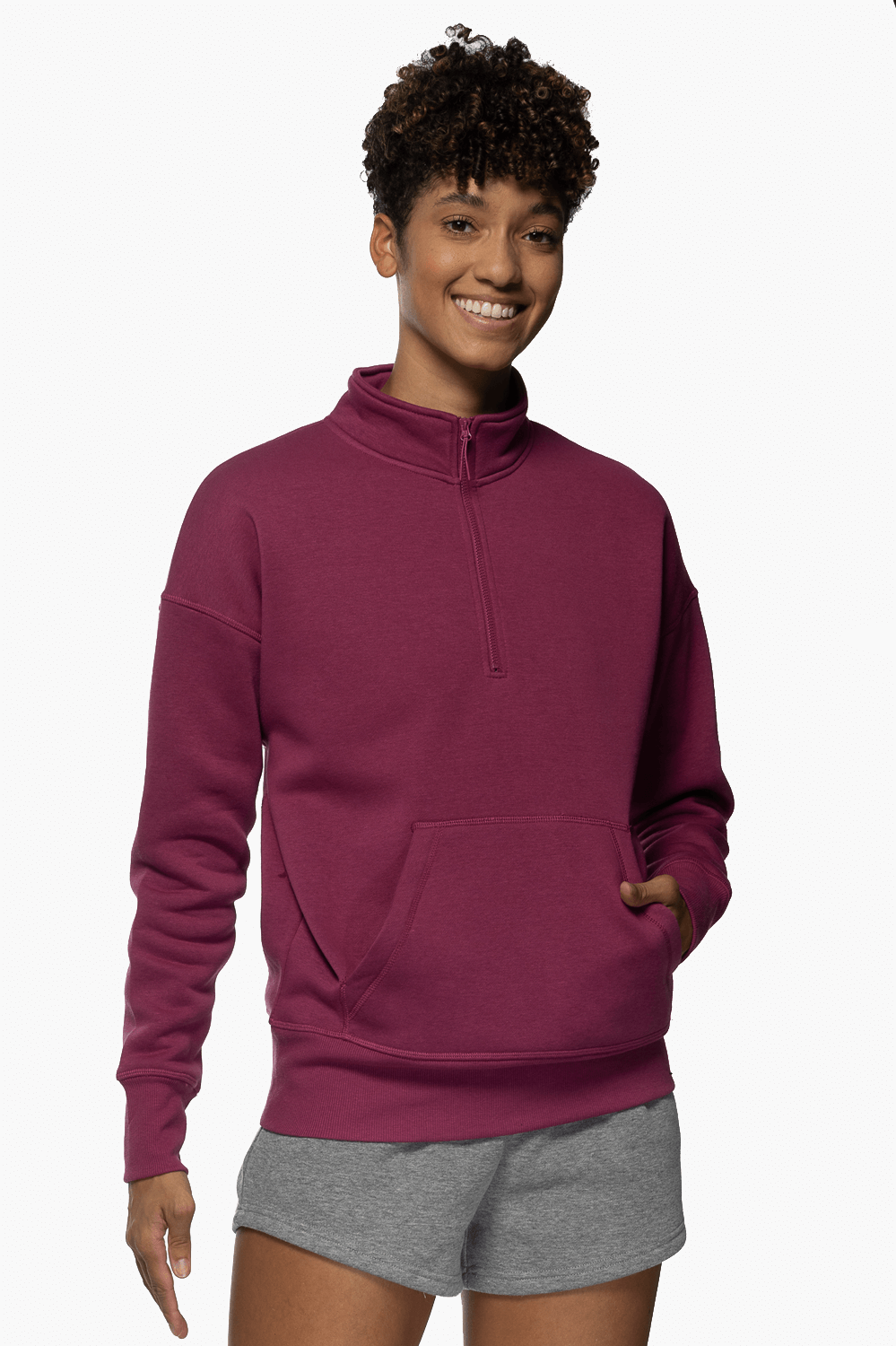  Eliza 1/4 Zip Fleece Pullover Sweatshirt - Plum