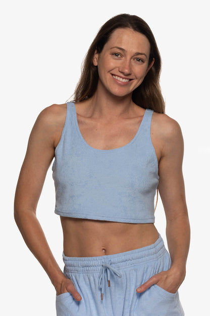  Ivy Cropped Terry Cloth Tank - Sky