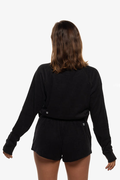  Madison Terry Cloth Cropped Crewneck - Black