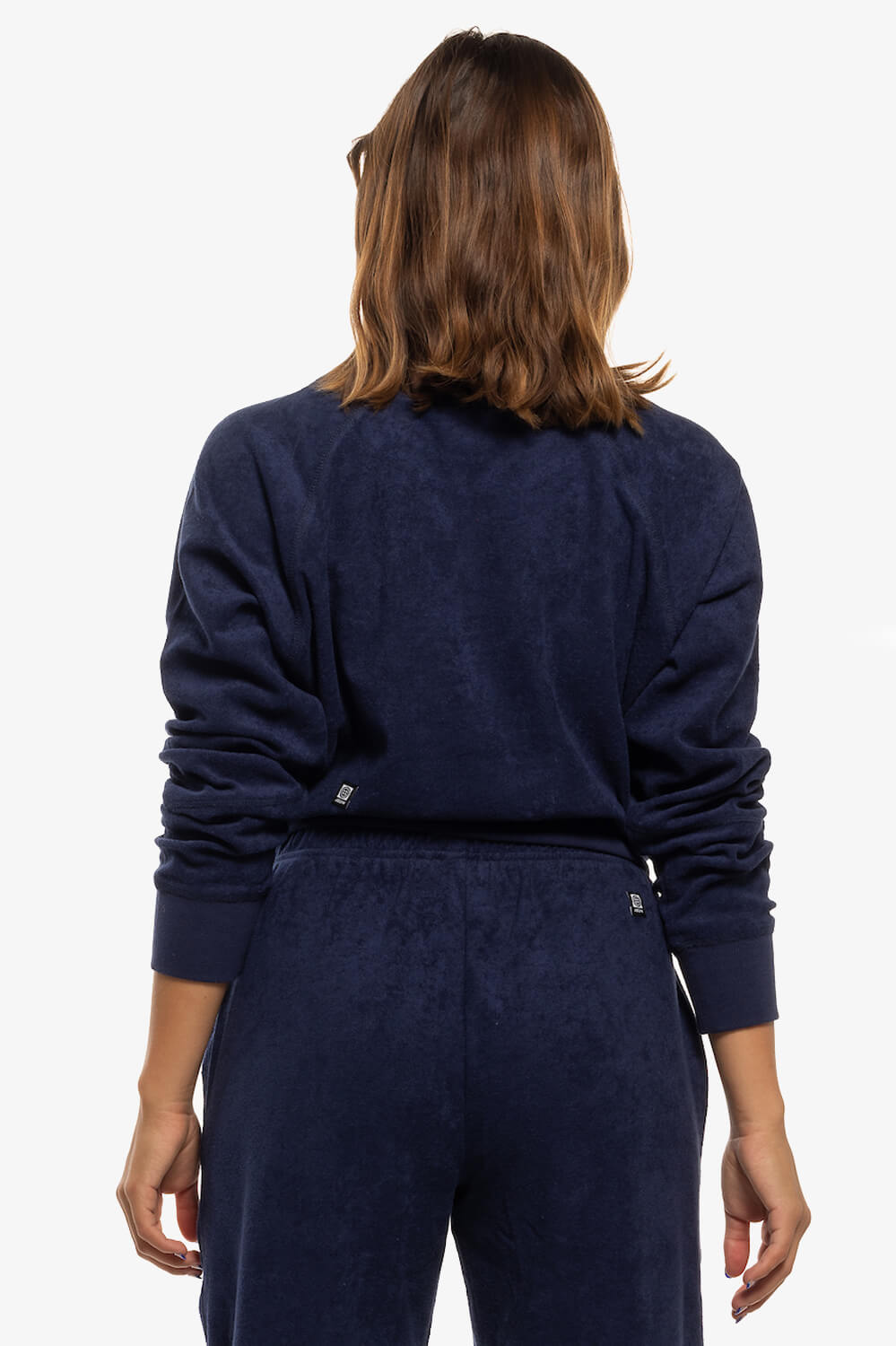  Madison Terry Cloth Cropped Crewneck - Navy