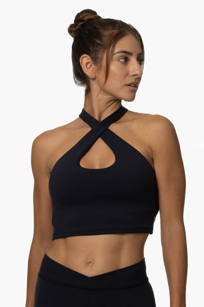  Pupukea Cross Over Sports Bra - Black