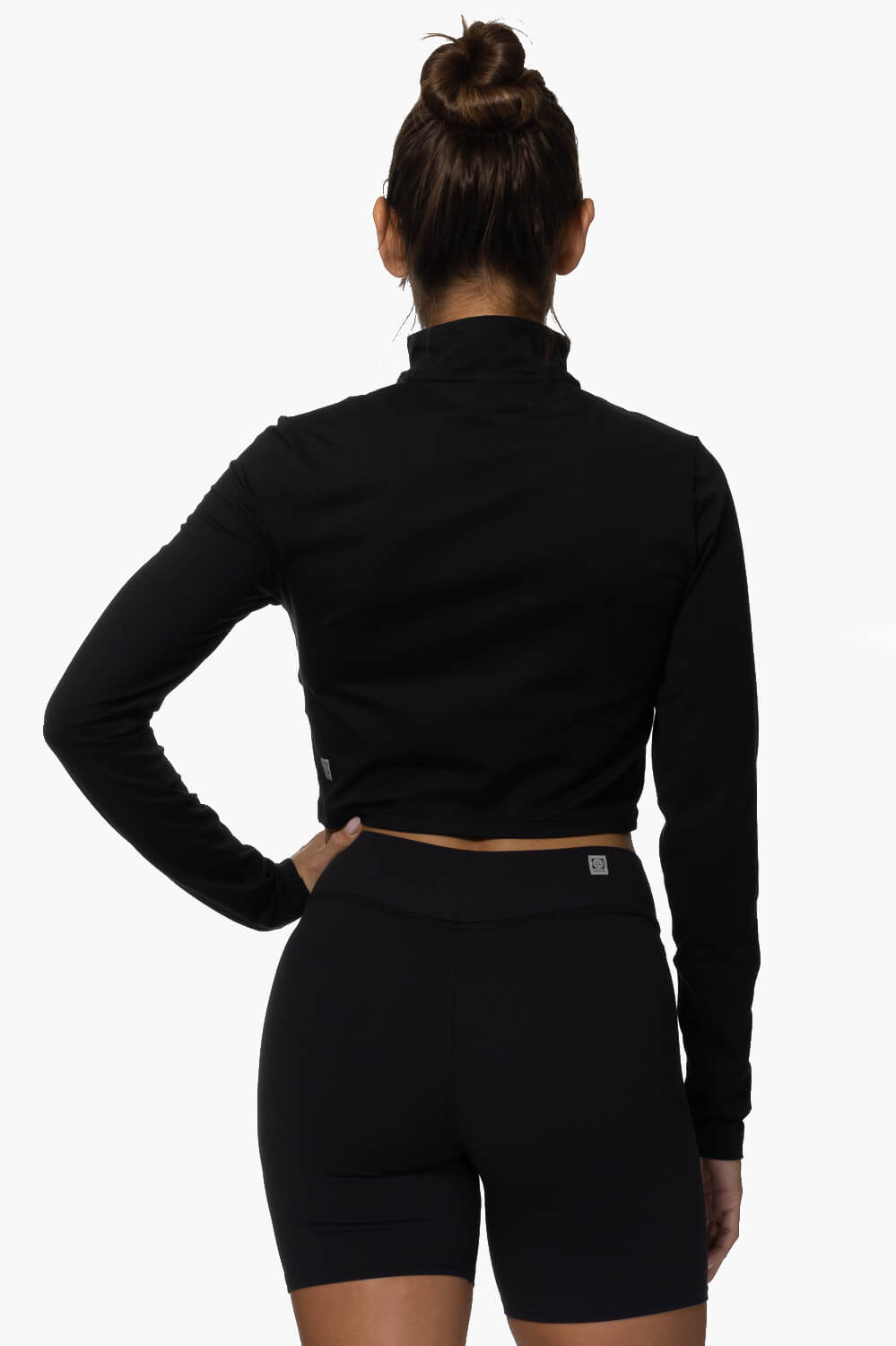  Snapper Cropped 1/4 Zip Up Pullover - Black