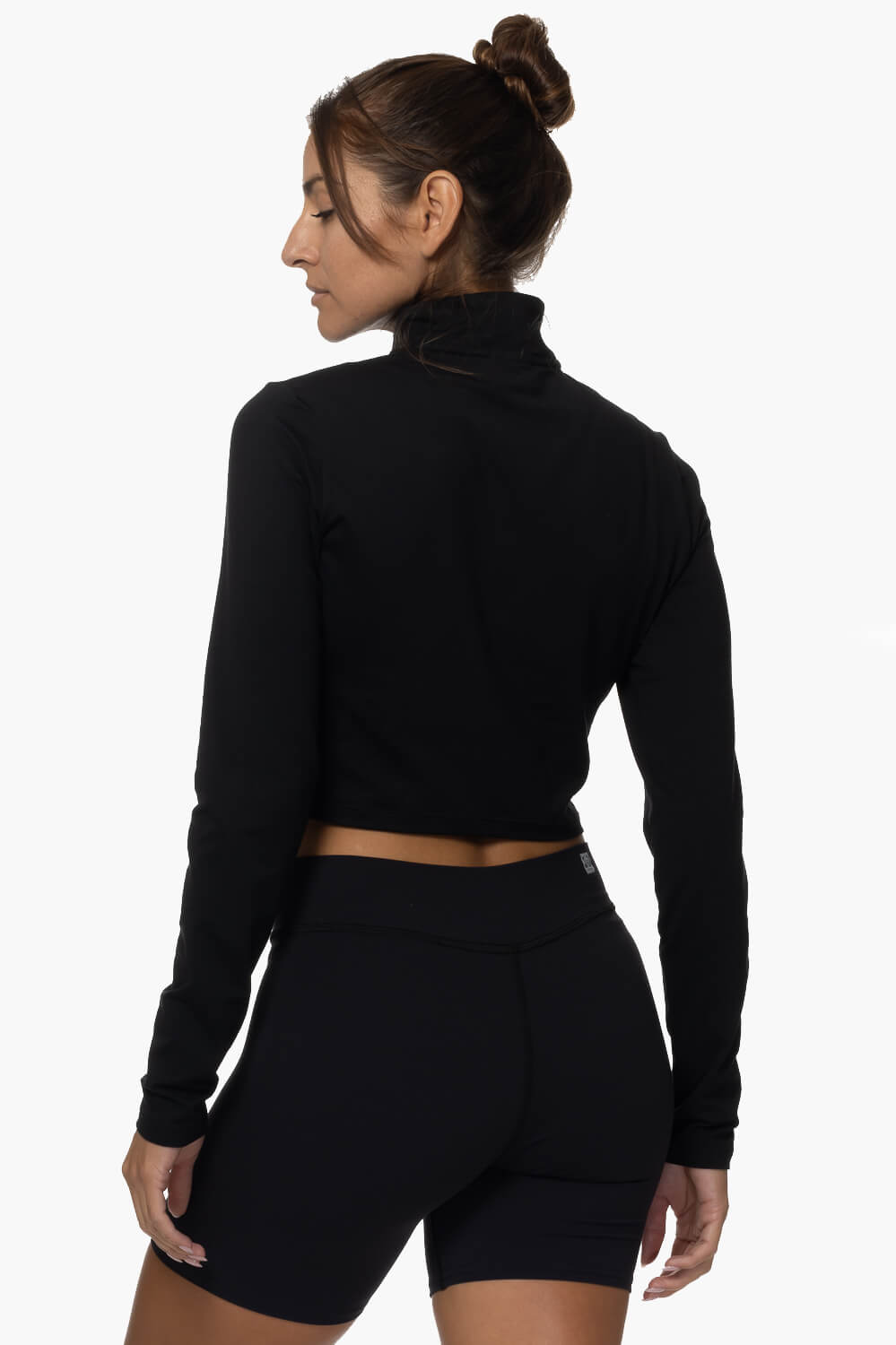  Snapper Cropped 1/4 Zip Up Pullover - Black