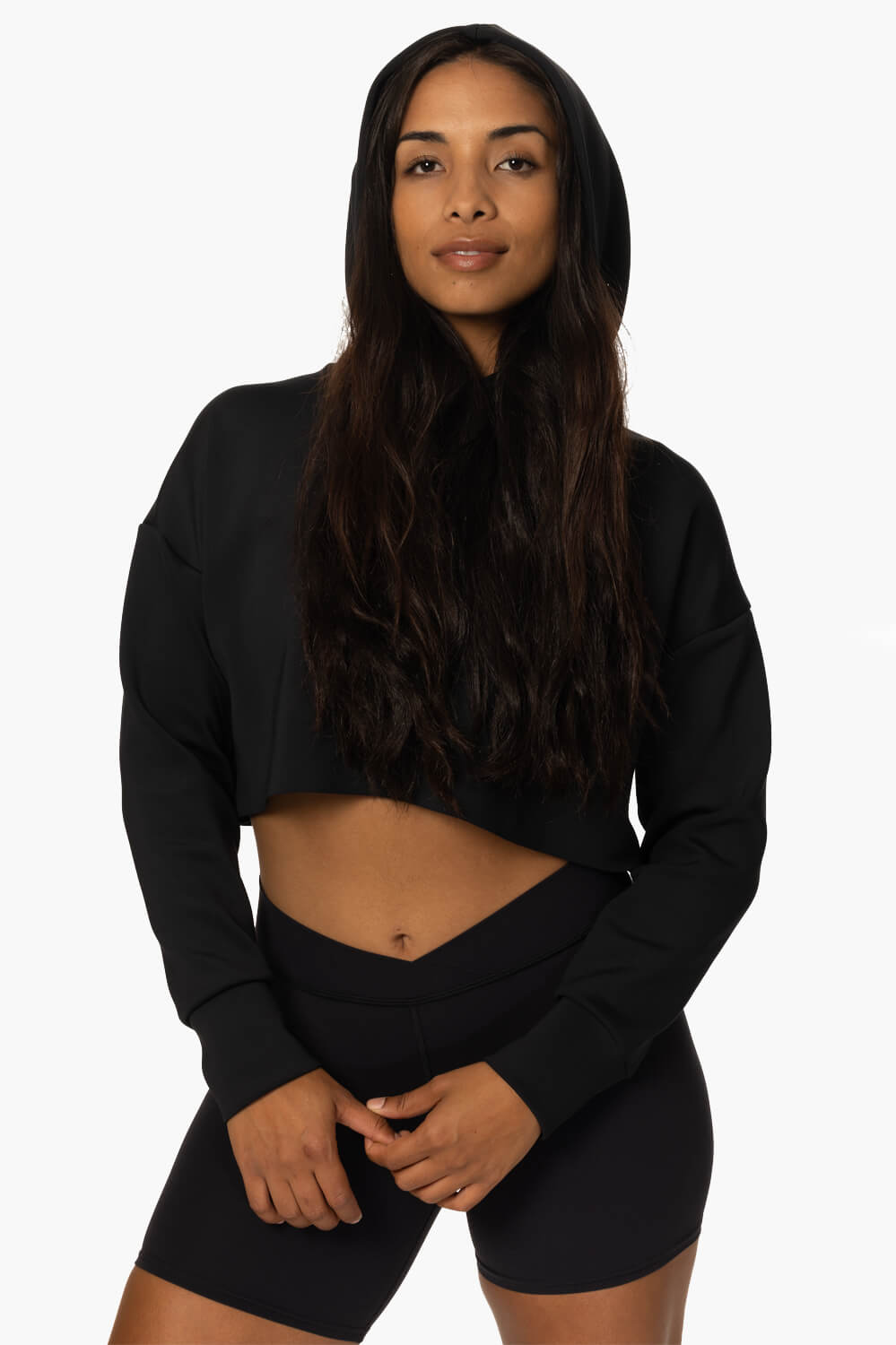  Cardiff Cropped Hoodie - Black