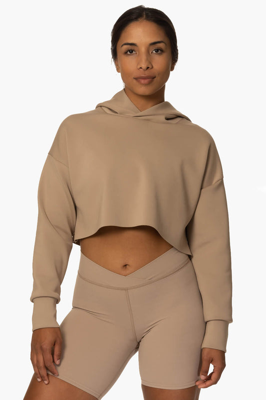  Cardiff Cropped Hoodie - Mocha