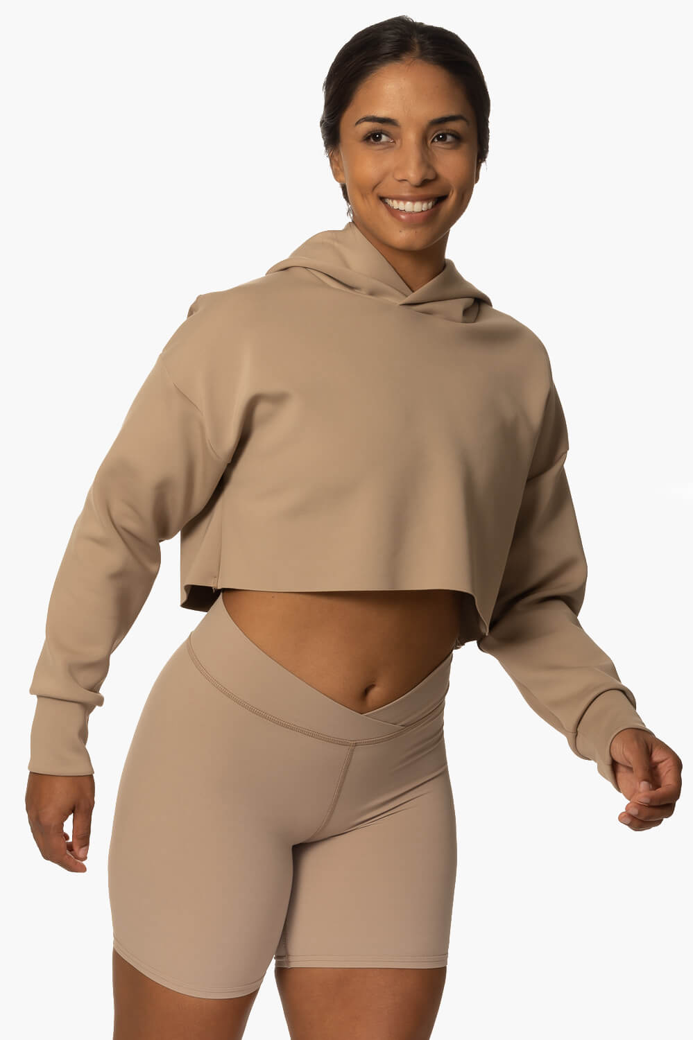  Cardiff Cropped Hoodie - Mocha