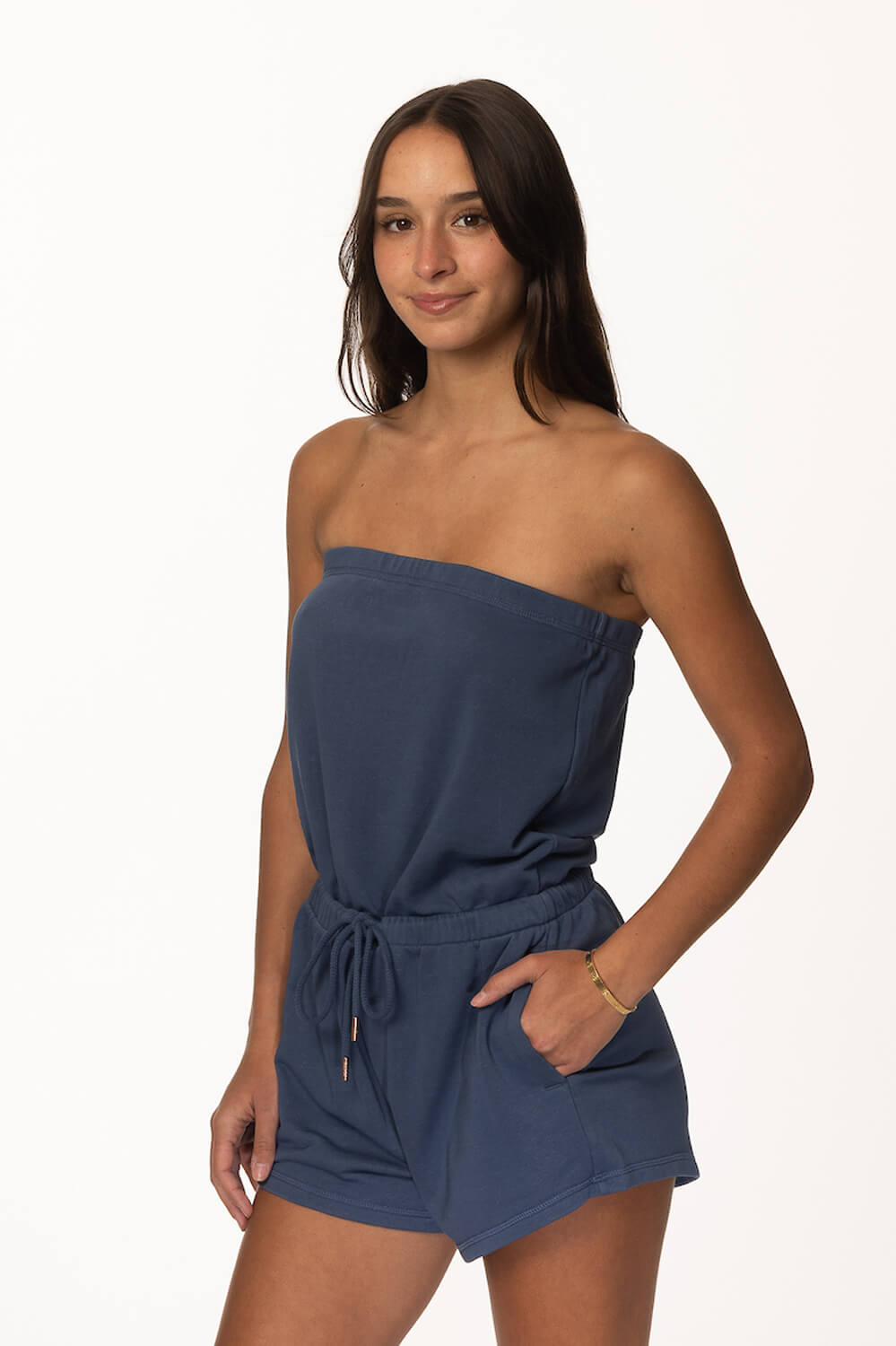  Payton French Terry Romper - Laguna