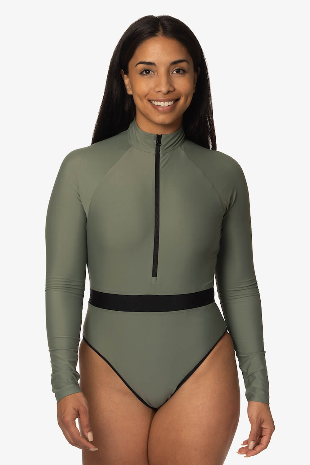  Nazare Long Sleeve Zip-Up Surf One Piece - Eucalyptus