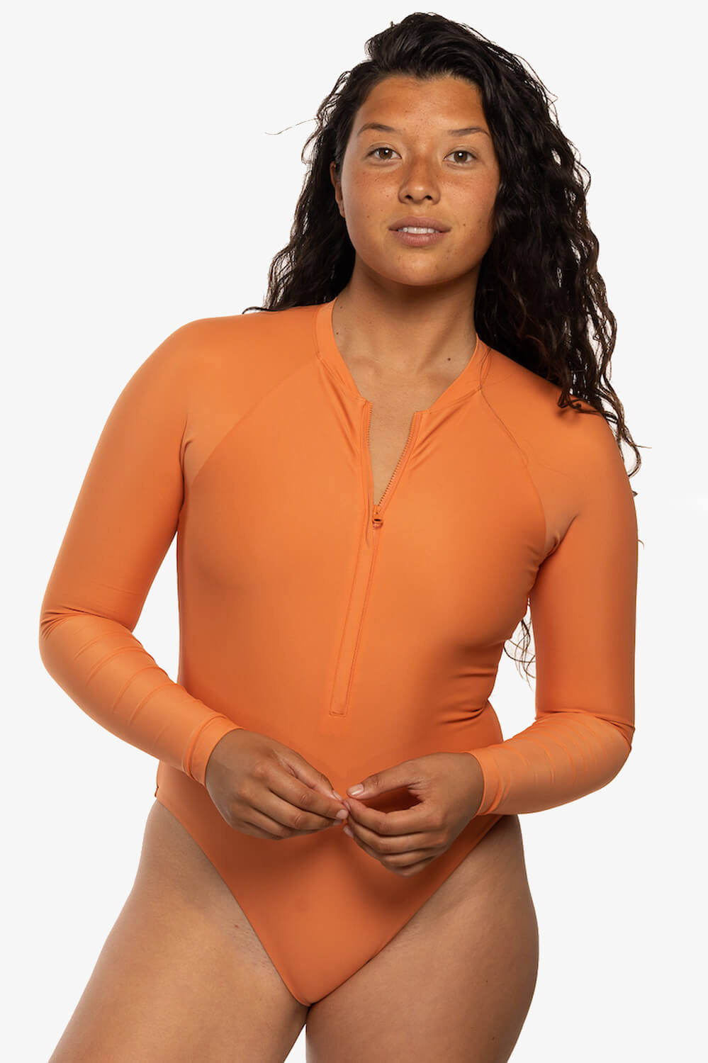  Paloma Long Sleeve Zip-Up Surf One Piece - Sahara